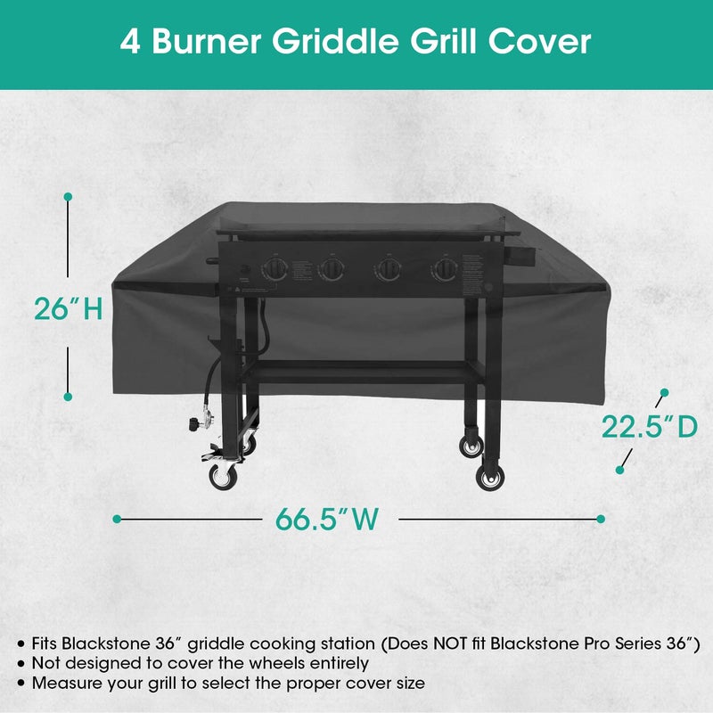 SunPatio Griddle Cover 36 Inch, Compatible for Blackstone 36" Griddle Cooking Station, Camp Chef etc., Outdoor Heavy Duty Waterproof 4 Burner Flat Top Gas Grill Cover with Support Pole - Image 2